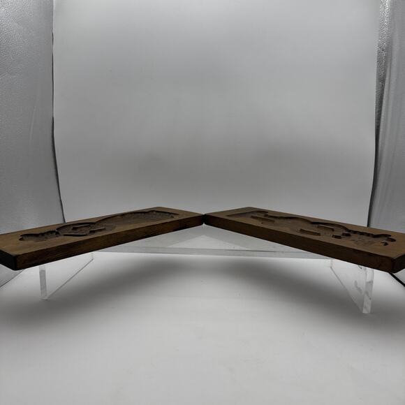 Pair 14” Vintage Wooden Cookie Molds German Dutch Carved Wood Wall Decor Kitchen - Picture 14 of 15